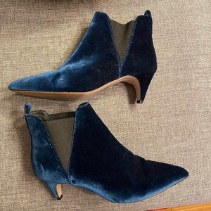 J. Crew blue velvet ankle boots